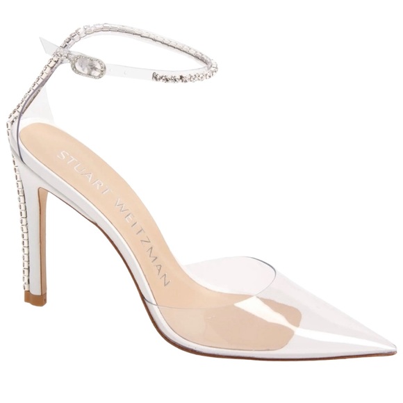 Stuart Weitzman Glam 100 Ankle Strap Rhinestone Pump in...